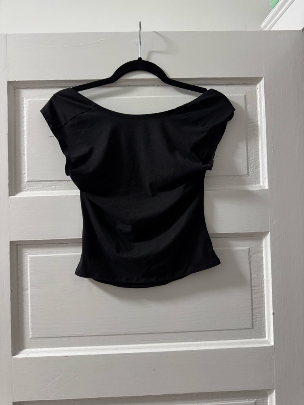 Women’s Black Boatneck Short Sleeve Top